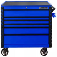 Tool Chest Trolley By Extreme Tools With A Stainless Steel Top Featuring Six Drawers Open At Various Levels And A Side Handle
