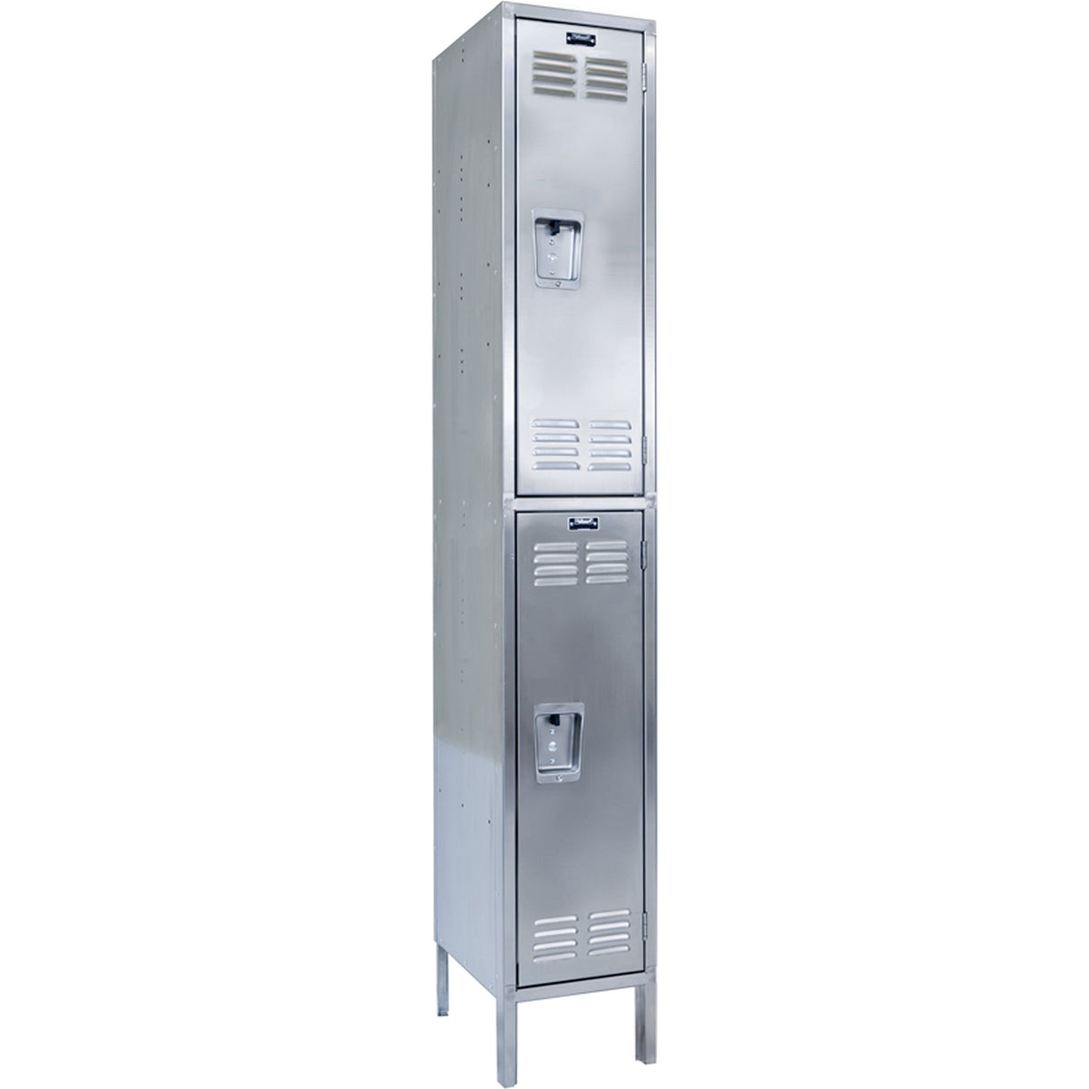 Dark Gray Hallowell 304 Stainless Steel Locker, 18&quot;W x 18&quot;D x 78&quot;H, Double Tier, 1-Wide Assembled