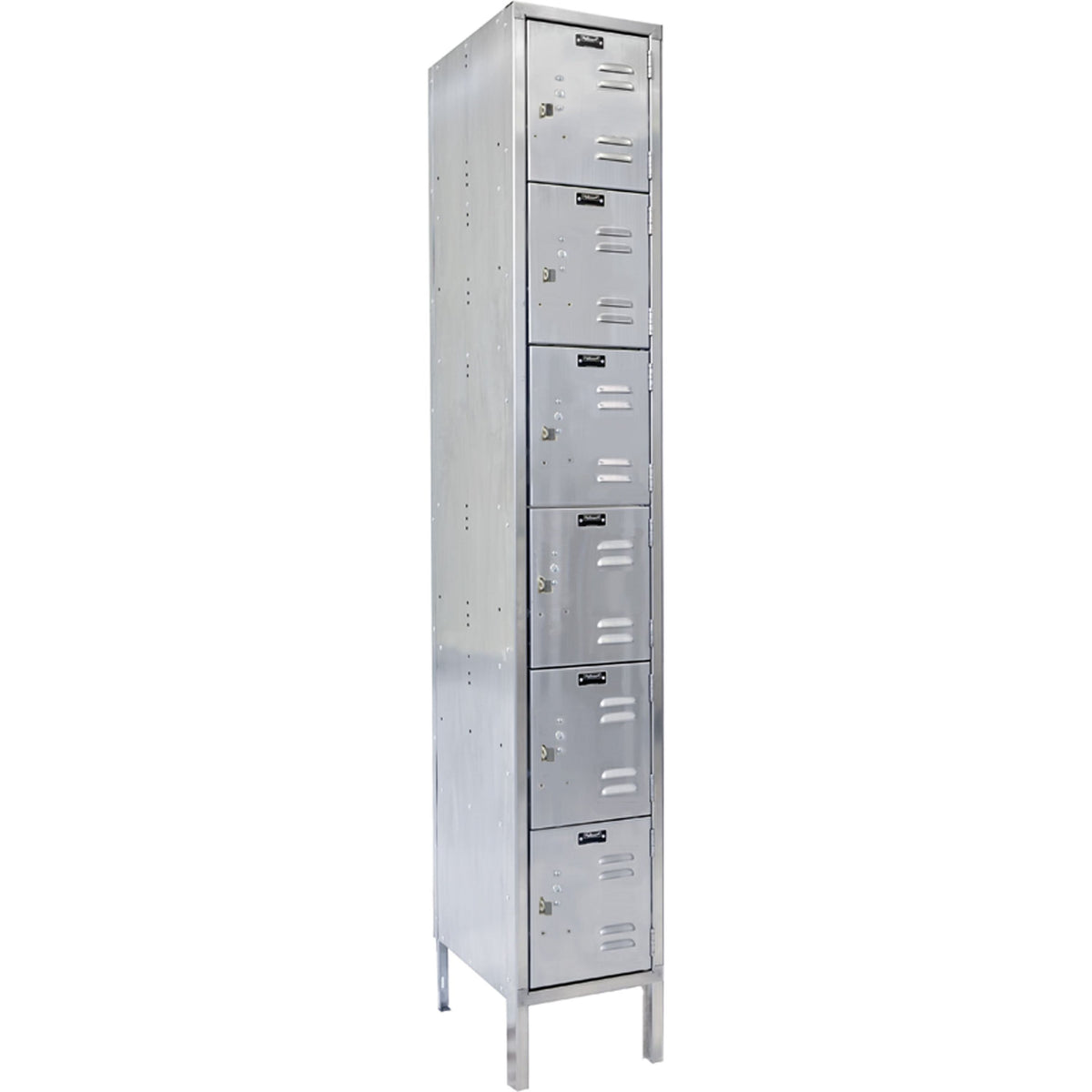 Gray Hallowell 304 Stainless Steel Locker, 18&quot;W x 18&quot;D x 78&quot;H, Six Tier, 1-Wide Unassembled