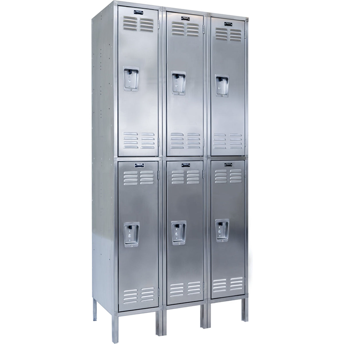Dark Gray Hallowell 304 Stainless Steel Locker, 54&quot;W x 18&quot;D x 78&quot;H, Double Tier, 3-Wide Assembled