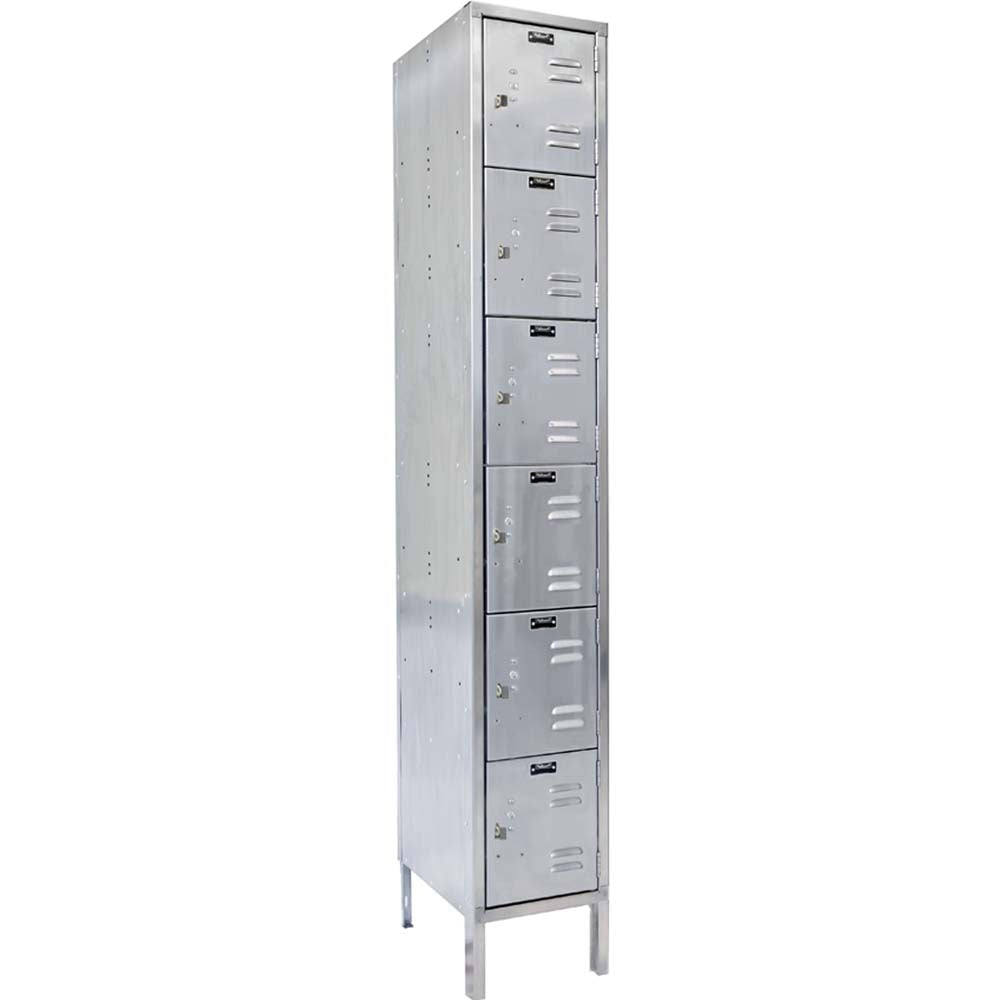 Unassembled Stainless Steel Locker 18W x 78H With Six Compartments Stacked Vertically