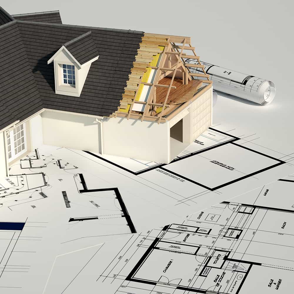Unfinished House Model on Blueprints