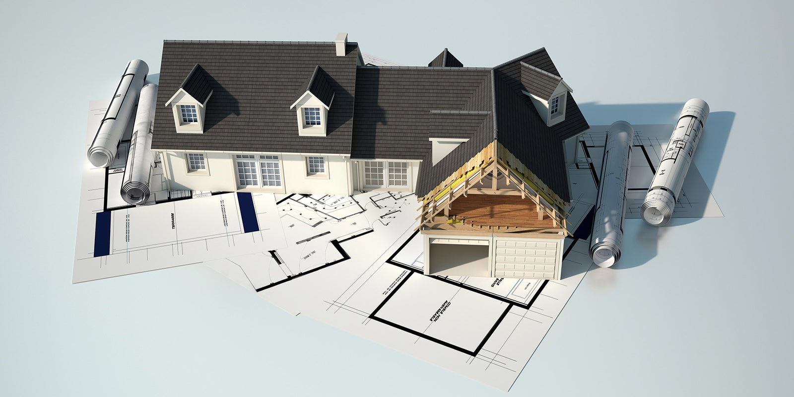 Unfinished House Model on Blueprints