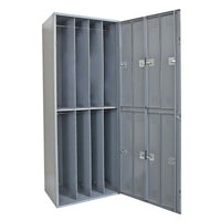 Uniform Exchange Locker 1-Wide For 8 People With Multiple Vertical Compartments And A Door Equipped With Locking Mechanisms
