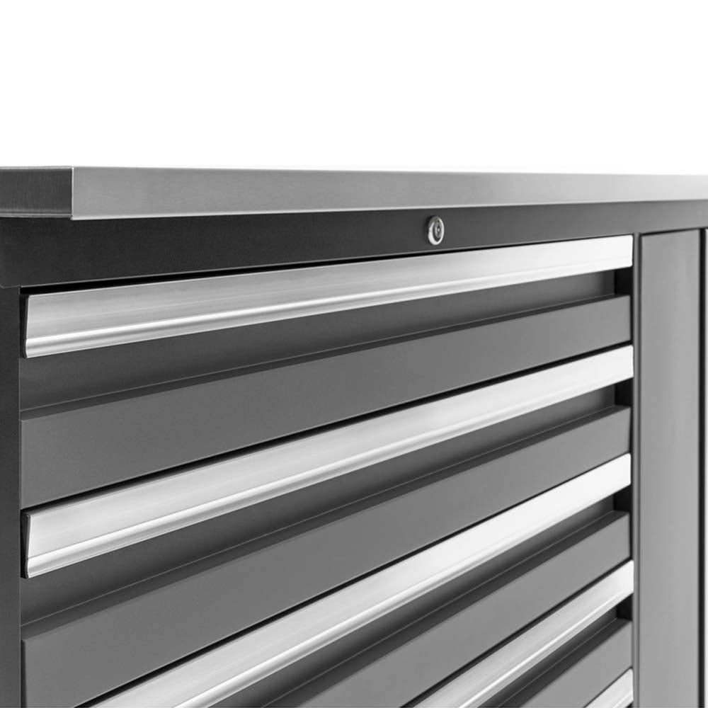 Upper Section Of Project Centre Bold 3.0 Series Featuring Multiple Horizontal Drawers With Silver Handles