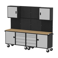 Valley Craft 9 Piece Cabinet Suite With A Wooden Top Multiple Drawers Cabinets And A Pegboard Back Panel
