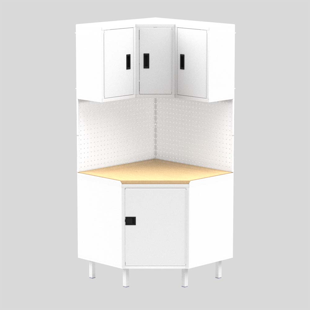 Valley Craft F89138BS 6 Piece Suite With Upper And Lower Storage Compartments A Pegboard Backing And A Wooden Countertop