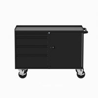 Valley Craft Wide Workbench F89269BS With Three Drawers On The Left And A Lockable Door On The Right Equipped With Large Caster Wheels