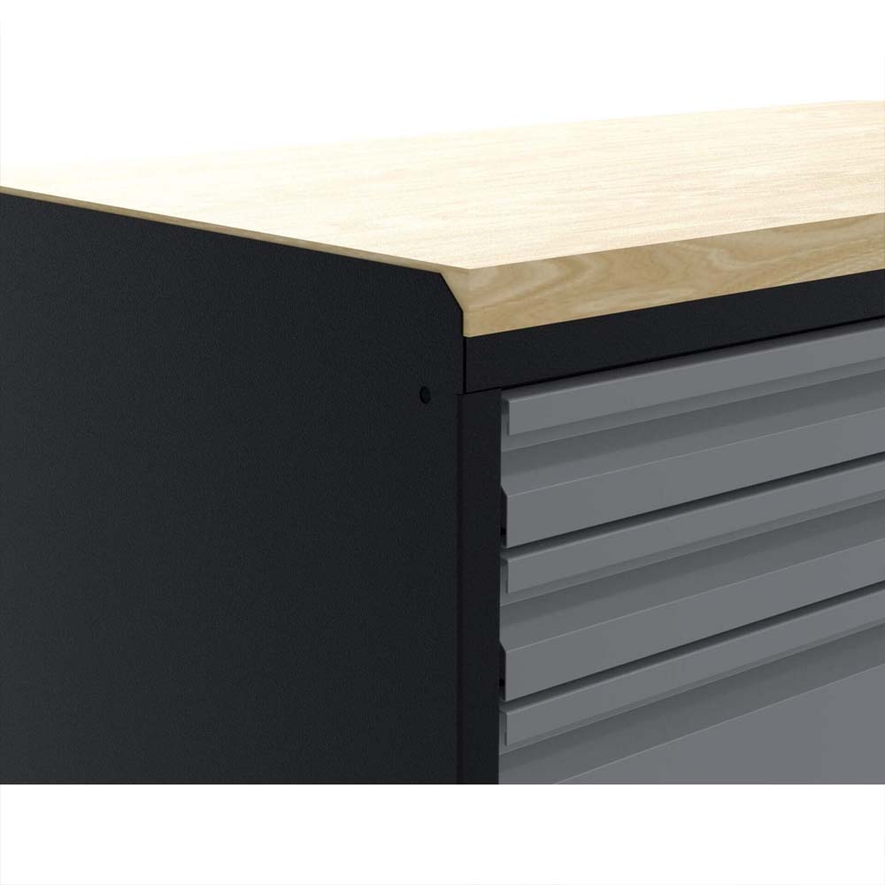 Valley Craft Workbench Tops With A Light Wood Top Featuring A Black Frame And Gray Drawers