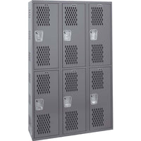 Ventilated Double Tier Locker 3-Wide 72H With Perforated Doors Arranged In Two Rows Of Three