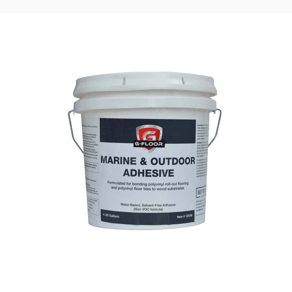 White 4 Gallon Bucket Marine And Outdoor Adhesive Featuring A Water-Based Solvent-Free Non-VOC Formula
