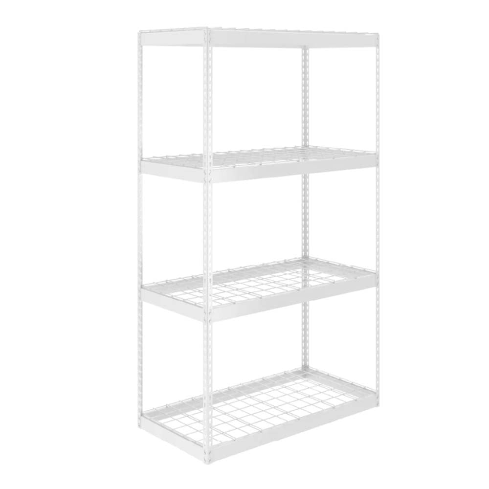 White Durable Garage Storage Racks With Four Wire Shelves