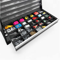 Wide Tool Drawer With Grid Dividers Neatly Sorting Tape Measures Bits Screws And Fasteners