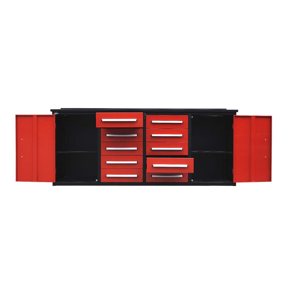 Workbench Cabinet With Two Swing Doors And Eight Drawers