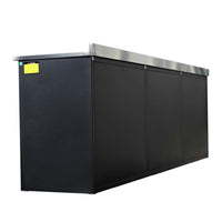Workbench Cabinet With Panel Back Doors And A Stainless Steel Top