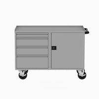 Workbench Valley Craft Wide F89269BS With Four Drawers On The Left And A Lockable Door On The Right Equipped With Wheels And A Handle