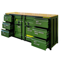Workbench With Multiple Drawers Pulled Out And Central Doors Beneath