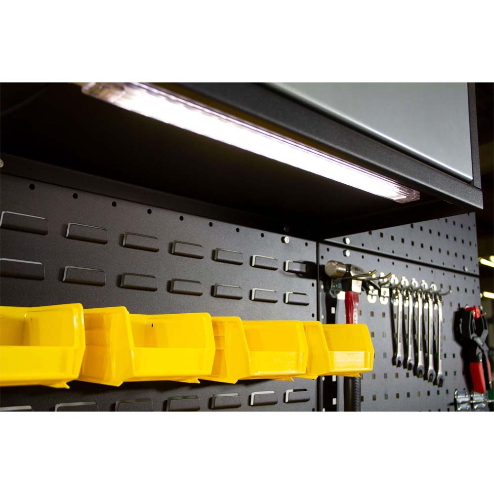 Workshop Storage System Featuring A Bright Valley Craft LED Light Strip 18 Inch Illuminating A Pegboard