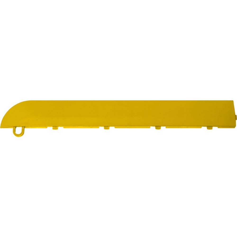 Yellow Race Deck Corner With A Straight Rectangular Shape Featuring A Rounded Corner On One End And A Series Of Small Tabs Along The Bottom Edge
