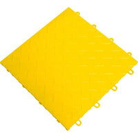 Yellow Racedeck Flooring With A Diamond Pattern Textured Surface And Interlocking Tabs On The Edges