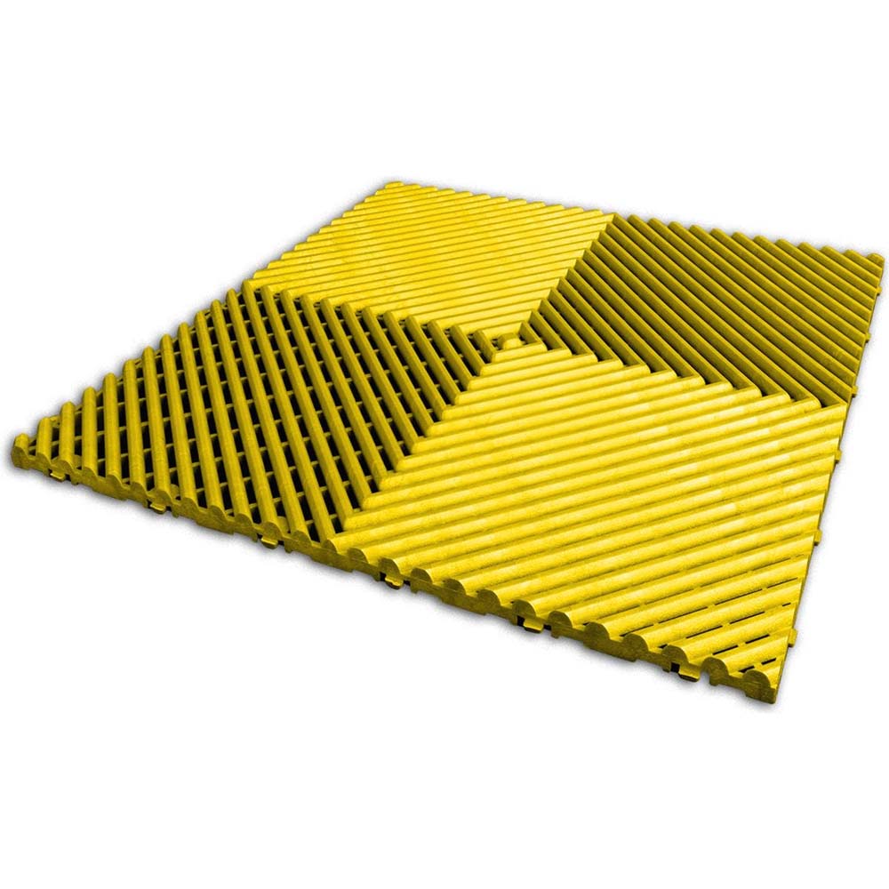 Yellow Racedeck Free Flow XL Flooring Composed Of Numerous Parallel Ridges Arranged In A Textured Three Dimensional Surface